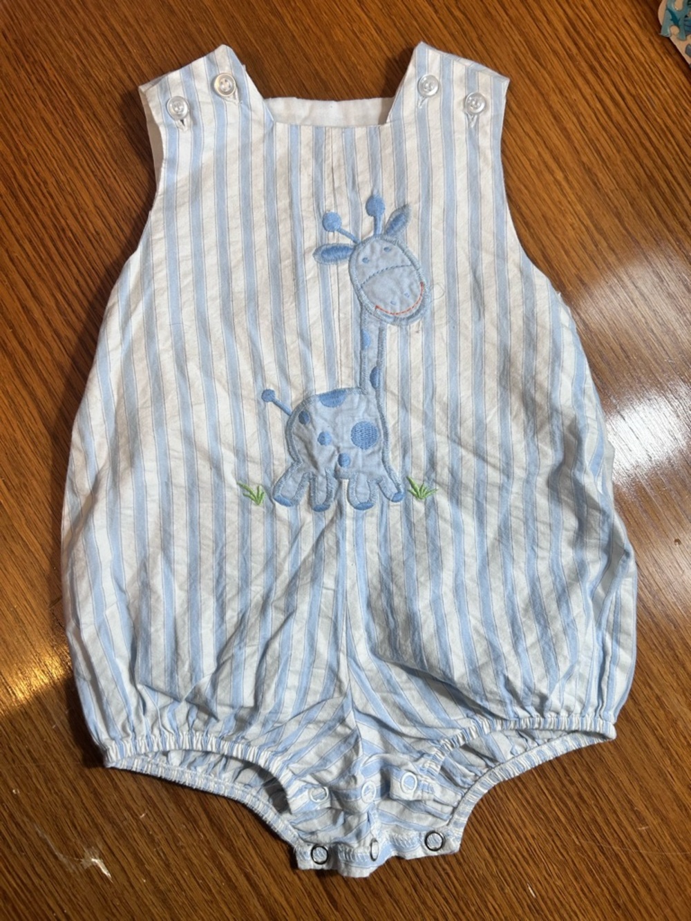 Bailey Boys Blue & White Striped Baby bubble with Giraffe